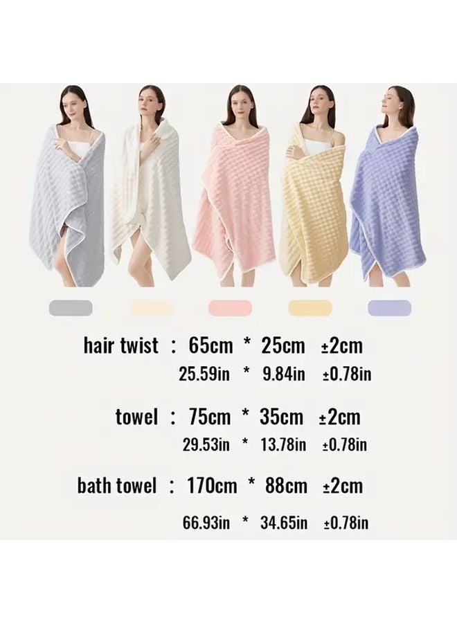 JSEA Quick Drying Hair Towel Cap Set Thickened Absorbent Travel Portable For Women - Image 3